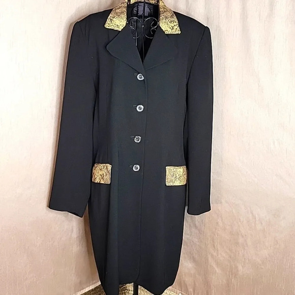 CLIO 2 SUIT Black/Animal Print Long‎ Suit Jacket Size 14 - Picture 1 of 7